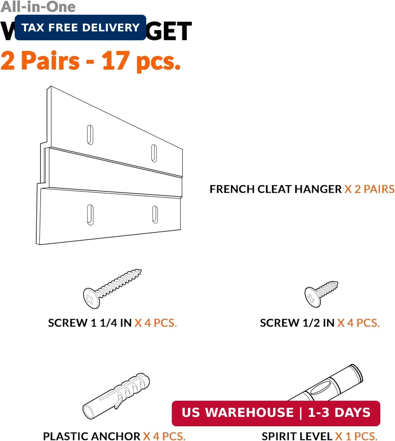 2 Pairs 2 Inch French Cleat Hanger 30 Lbs Load Heavy Duty French Cleat Picture H