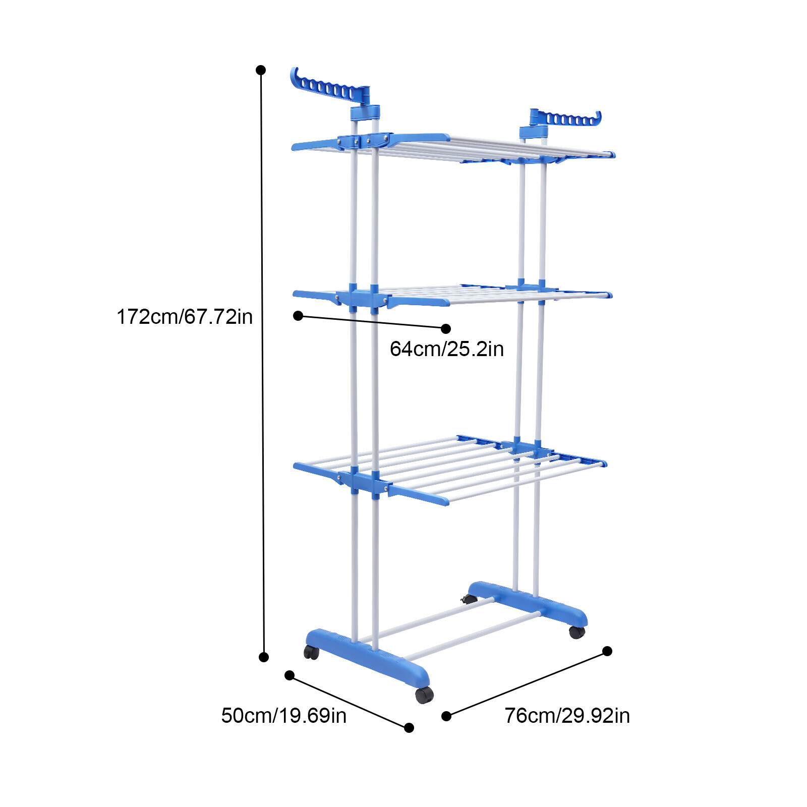 Laundry Clothes Drying Rack Folding Garment Rolling Dryer Hanger Heavy Duty
