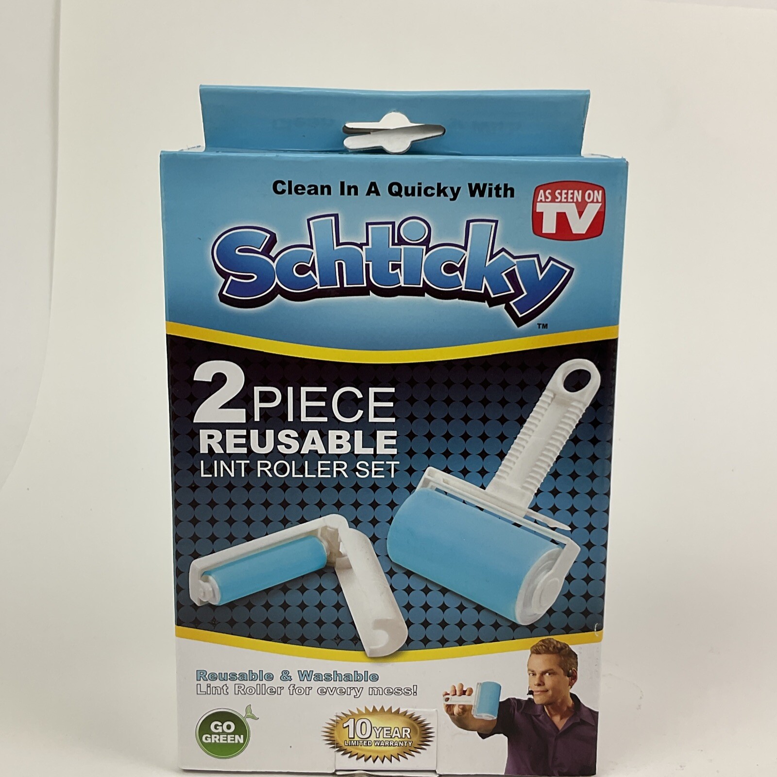 Schticky 2 Piece Lint Roller Set Resuable and Washable New