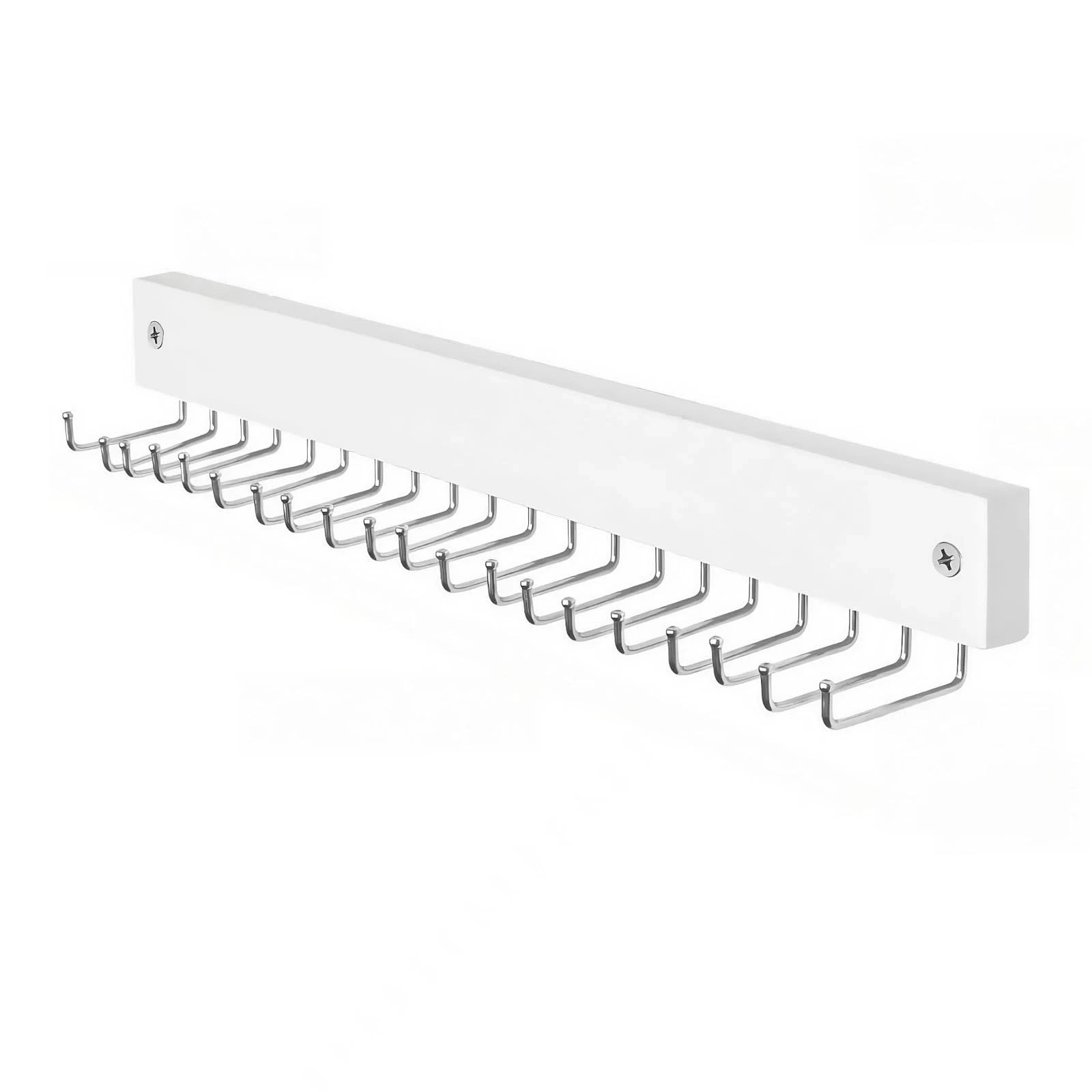 Wall-Mounted Belt and Tie Hanger Wood Space-Saving Belt Rack with 20 Rotatin