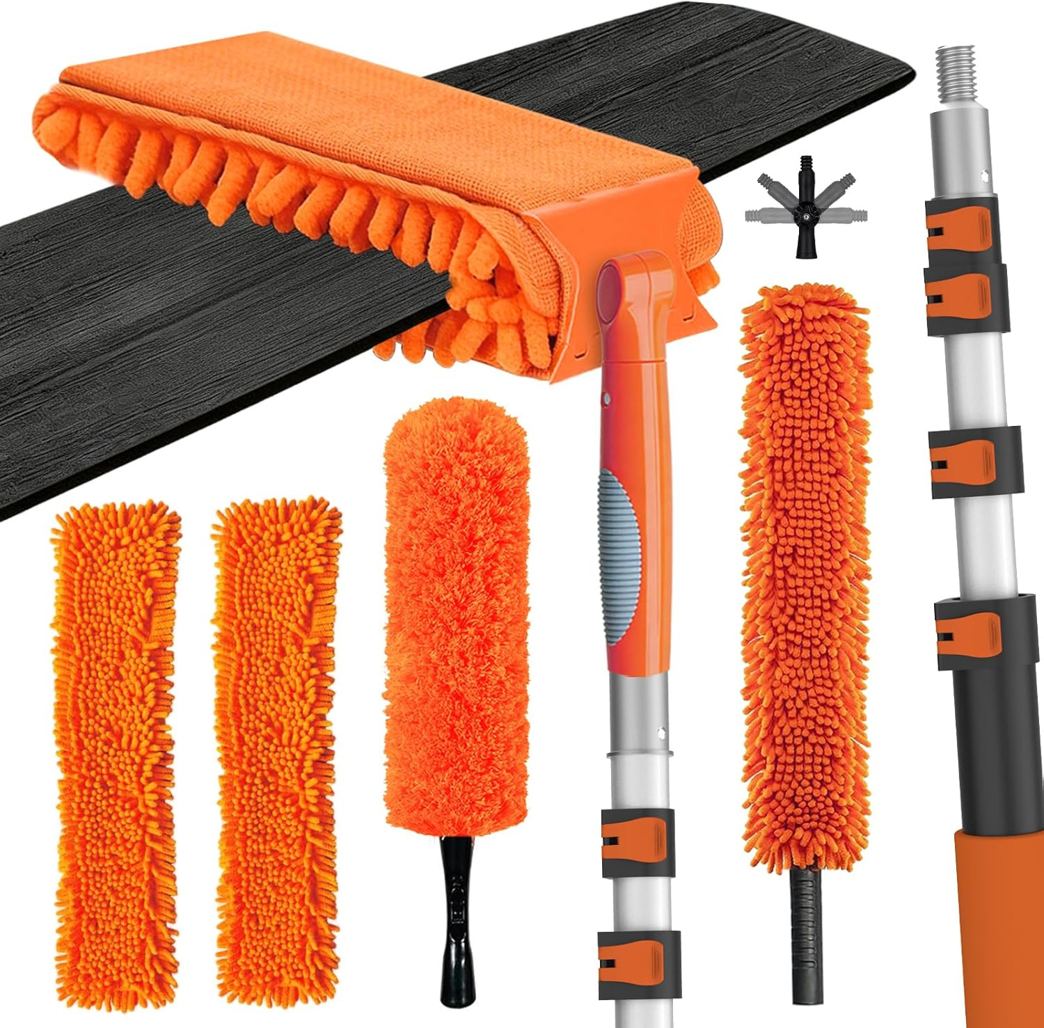 LAANPOLE 26FT Reach Ceiling Fan Cleaner Duster, Fan Blade Cleaner Kit with 5-20F