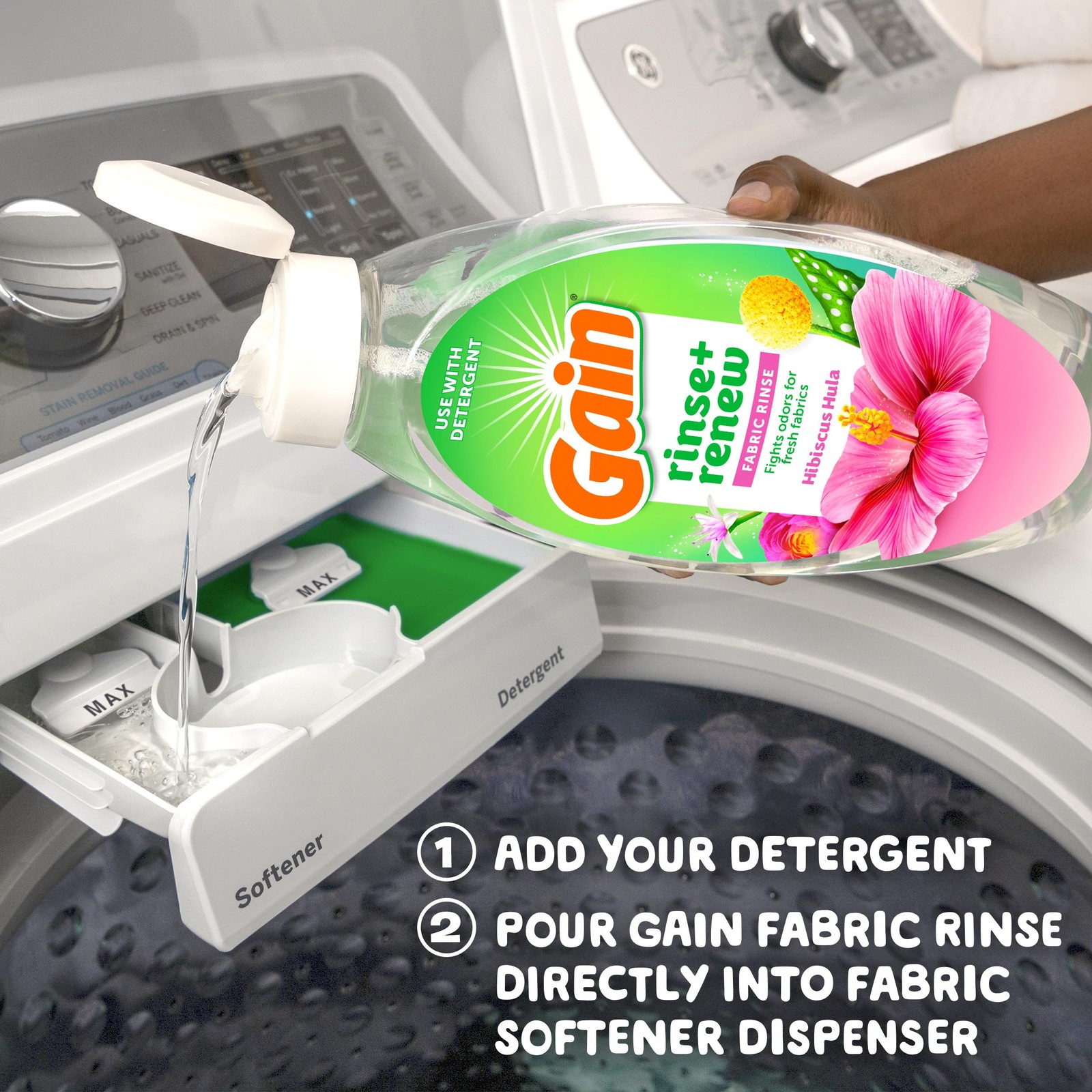 Gain Hibiscus Hula Fabric Rinse & Renew, 48 FL OZ, 48 Fl Oz (Pack of 1)