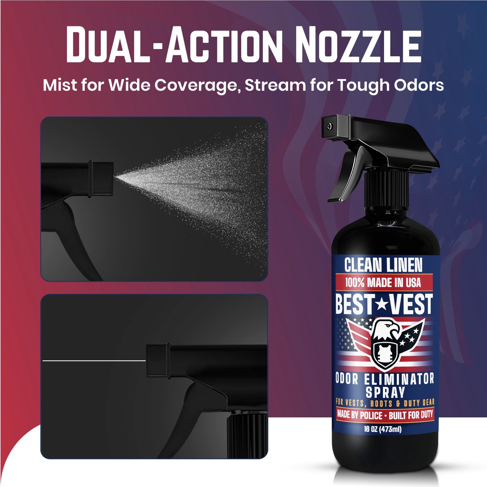 (2) Vest Odor Control Spray Tactical Gear Deodorizer for Vests Uniforms Boots