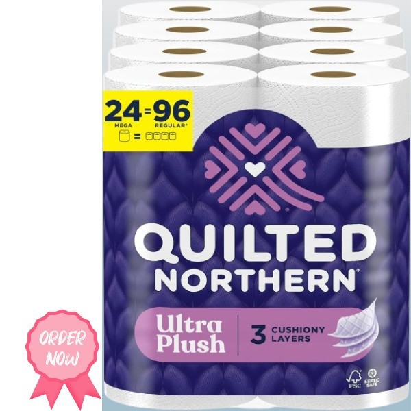Quilted Northern Ultra Plush Toilet Paper, 24 Mega Rolls = 96 Regular Rolls new