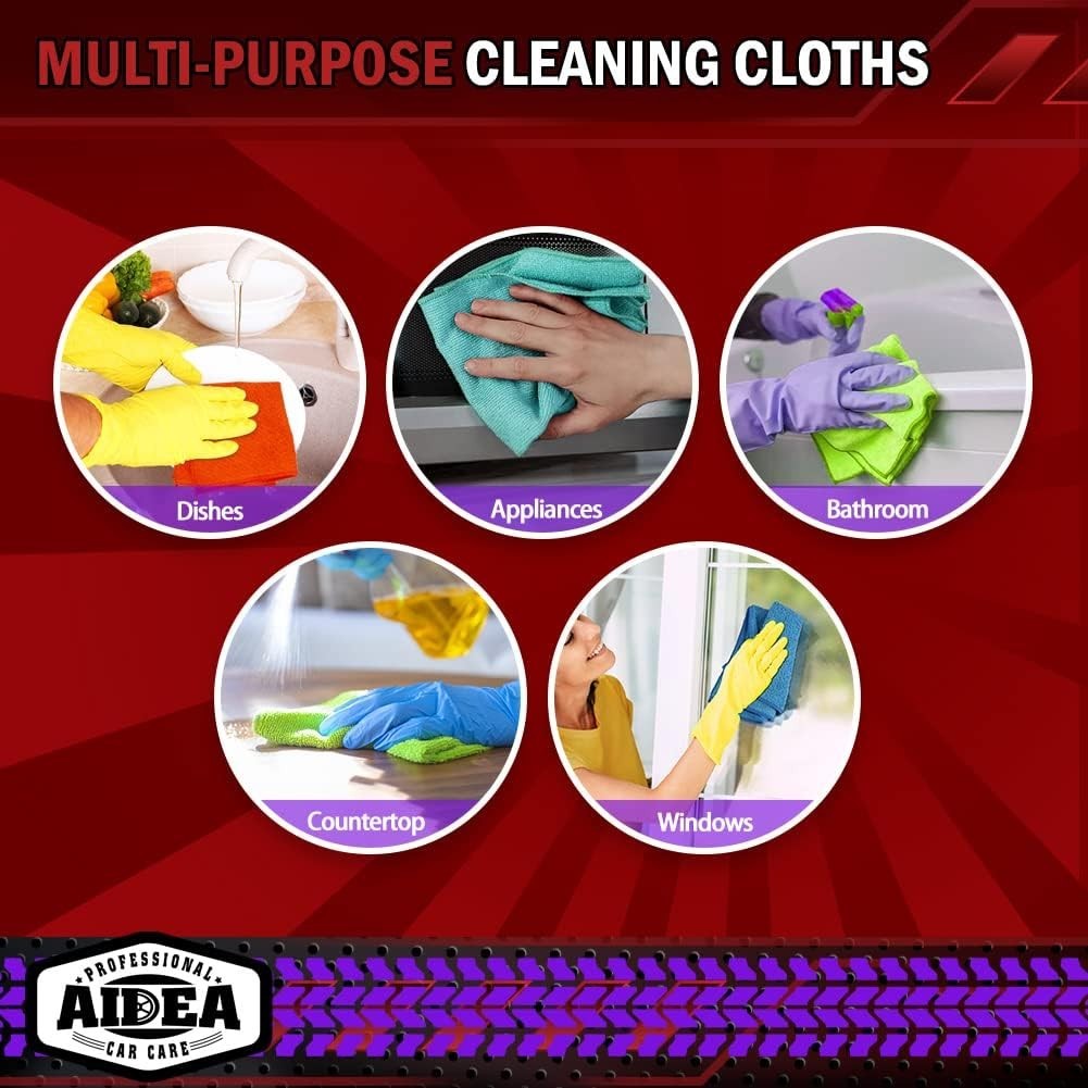 Microfiber Cleaning Cloths 50 Pack for Cars and Home, Soft Absorbent Rags