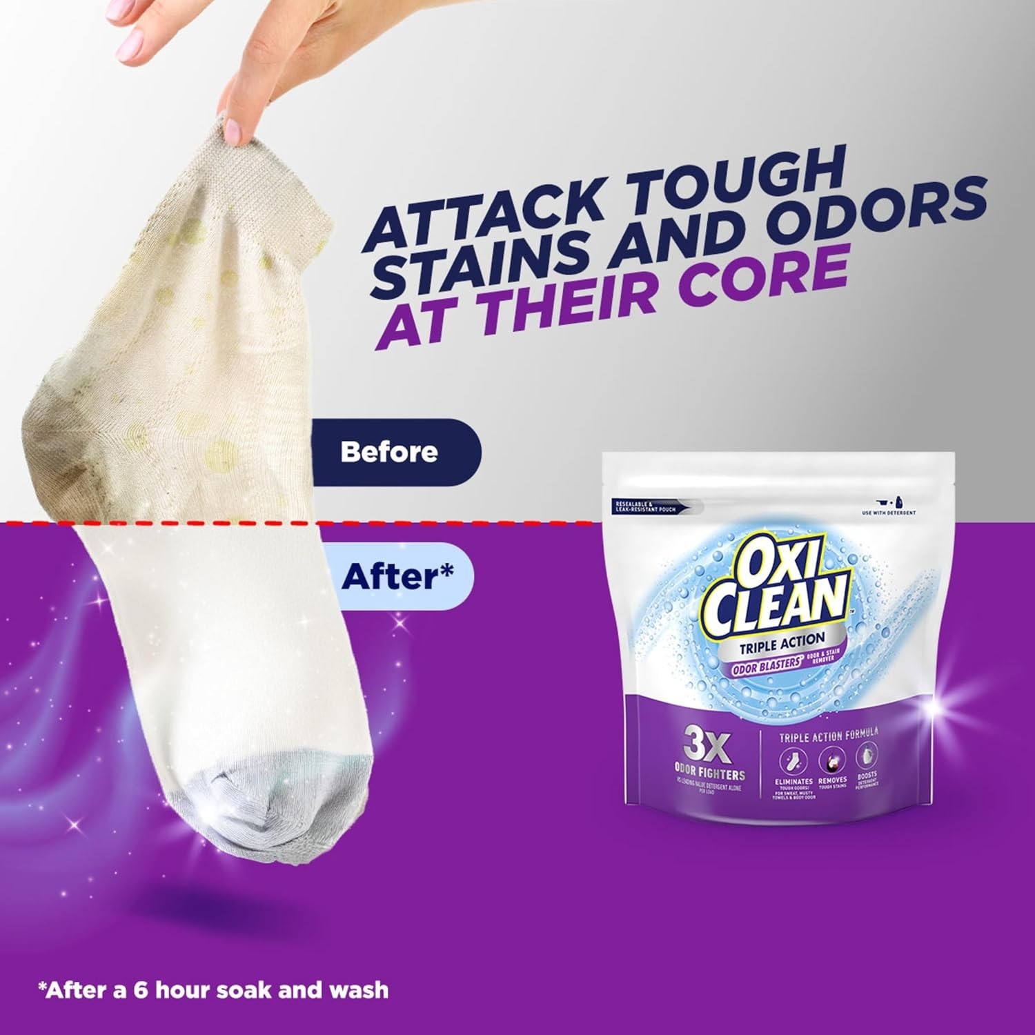 Powerful 4 lb Laundry Booster – Triple Action Odor Blaster & Color Safe Remover