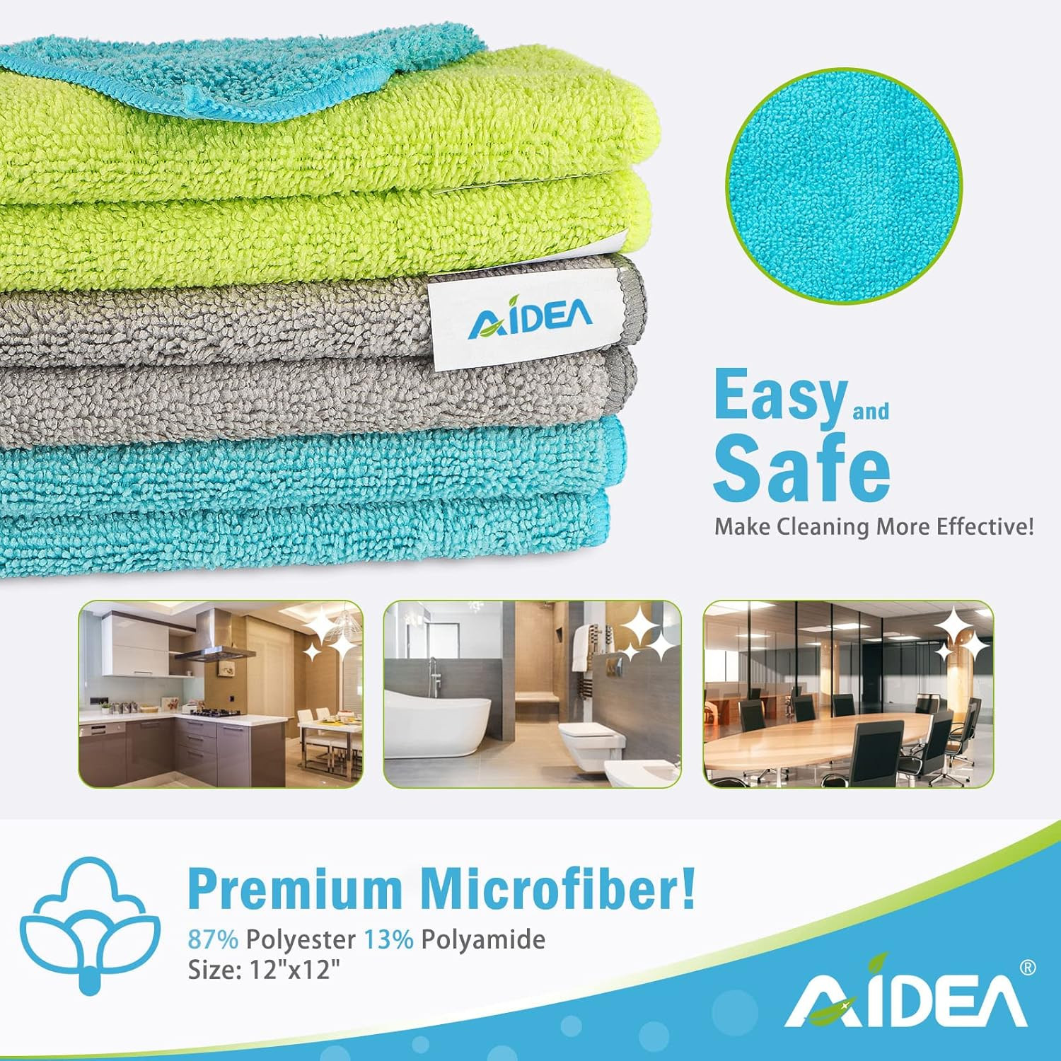 AIDEA Microfiber Cleaning Cloth-100Pk, Soft Microfiber Towels for Cars, Absorben