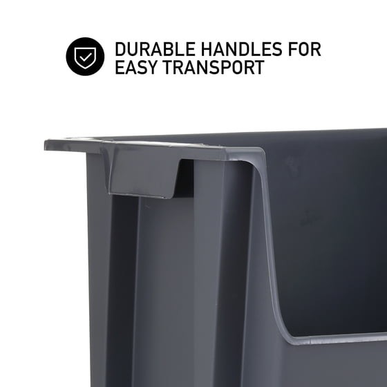 2PACK Mighty Tuff Large Nesting Stack Storage Bin, All, Plastic, Gray
