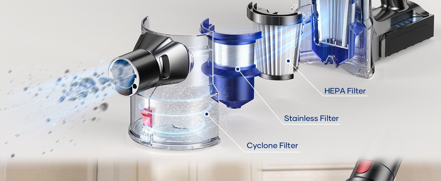 Cordless Vacuum Cleaner 55KPA Stick for Pet Hair Hardwood Wooden Floor Carpet