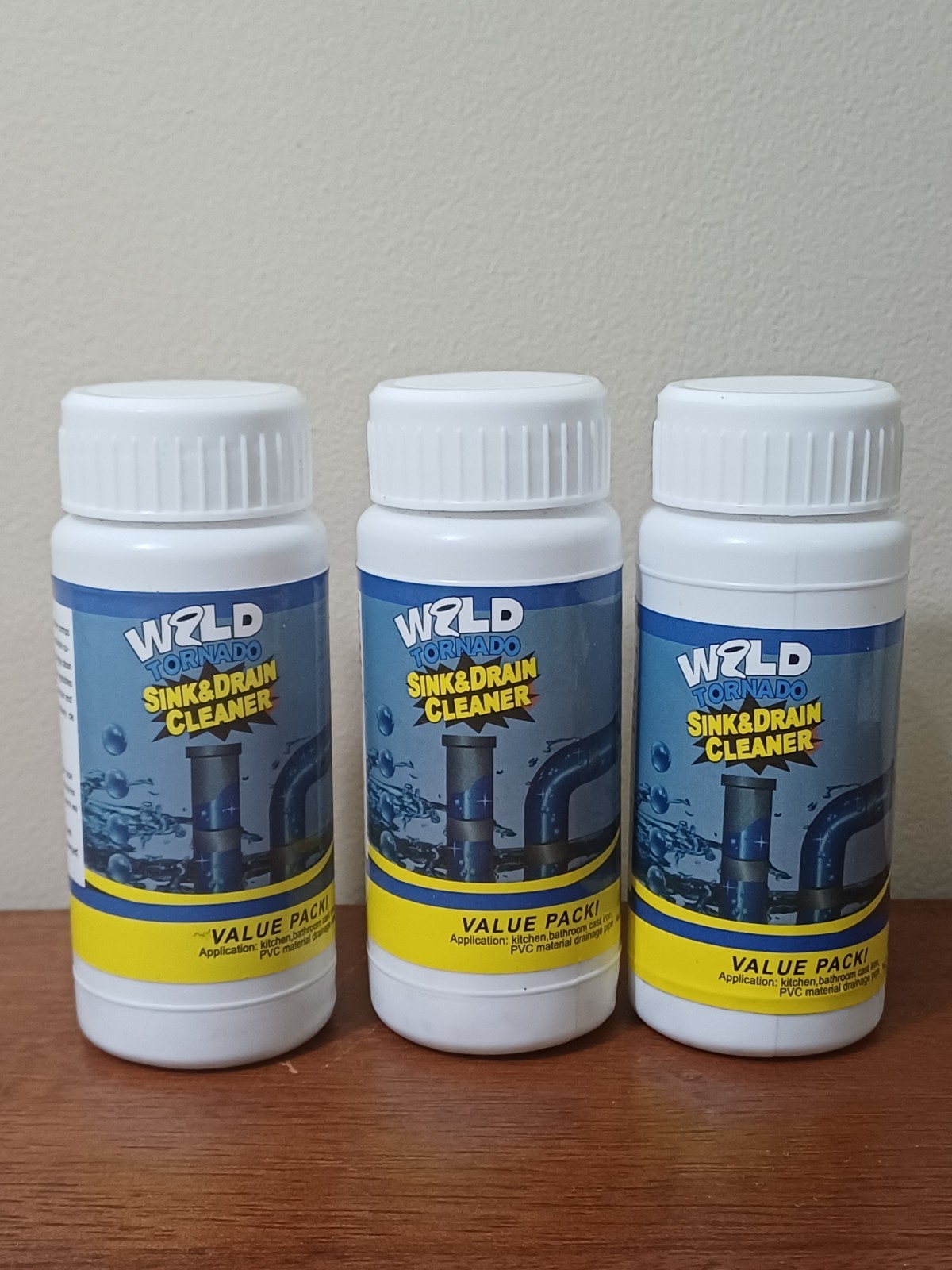 3 Wild Tornado Powerful Sink & Drain Cleaner High Efficiency Clog Removal