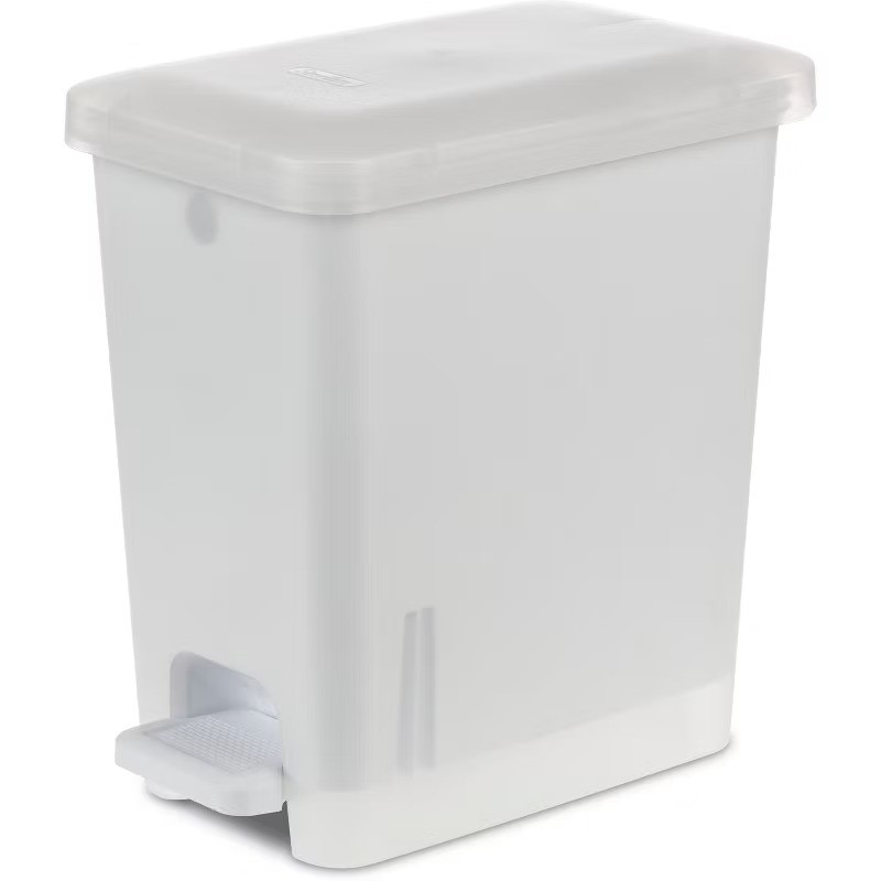 2.7gal Step Trash Can Clear Small Pedal-Operated Lid, Bathroom Garbage