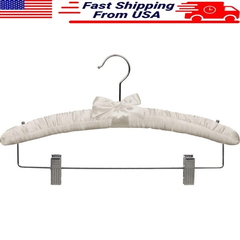 Satin Padded Hangers Box of 12 Polished Chrome Hooks Space Saving Design Other