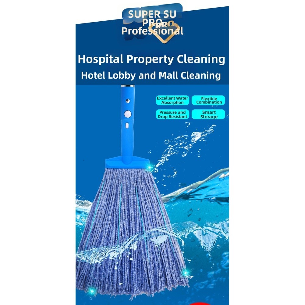 For Wax Mop with Ergonomic Non Slip Grip 36cm Cotton Yarn 1.2M Steel Rod