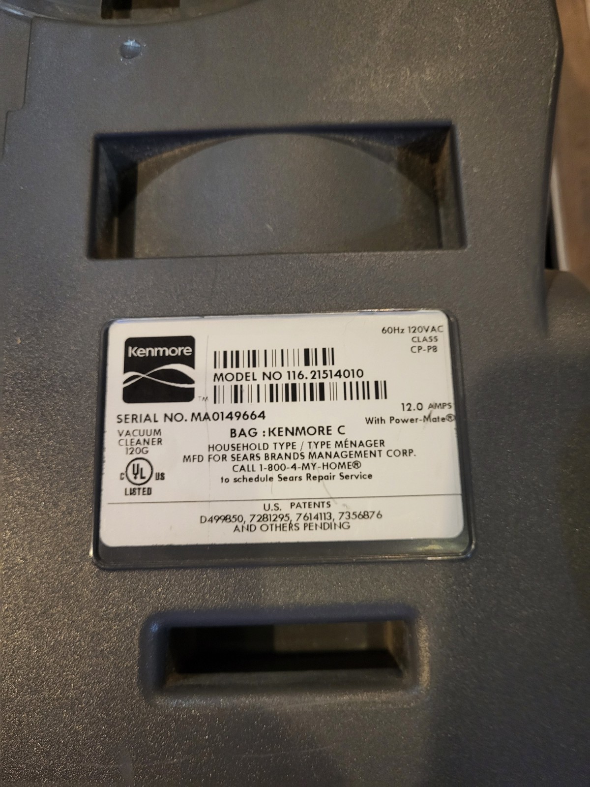 Kenmore Progressive True Hepa Model 116 Vacuum Canister Only White Tested Works