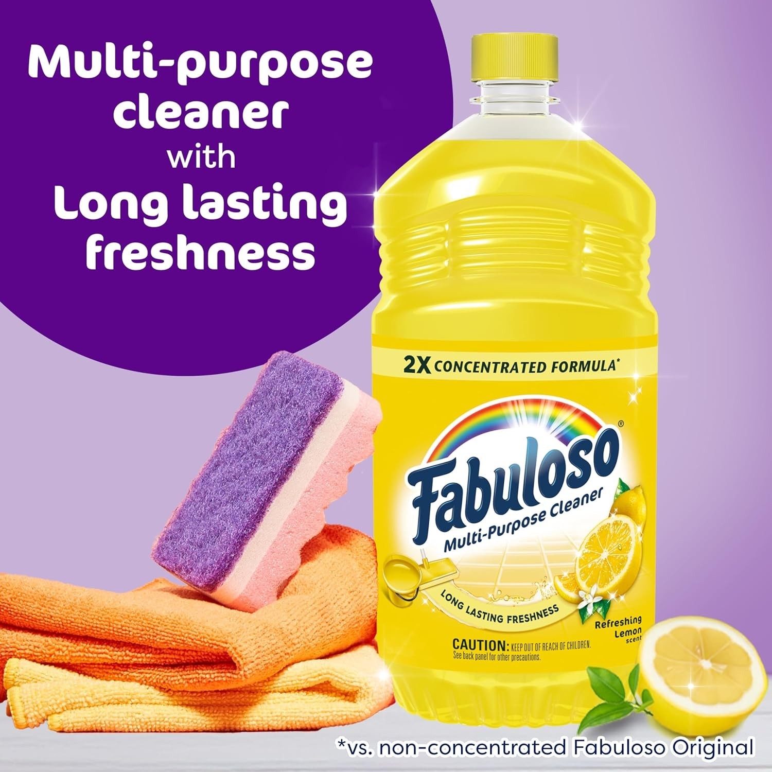 2X All-Purpose Cleaner, Refreshing Lemon Scent, 56 fl oz | No Rinse Floor Cle…