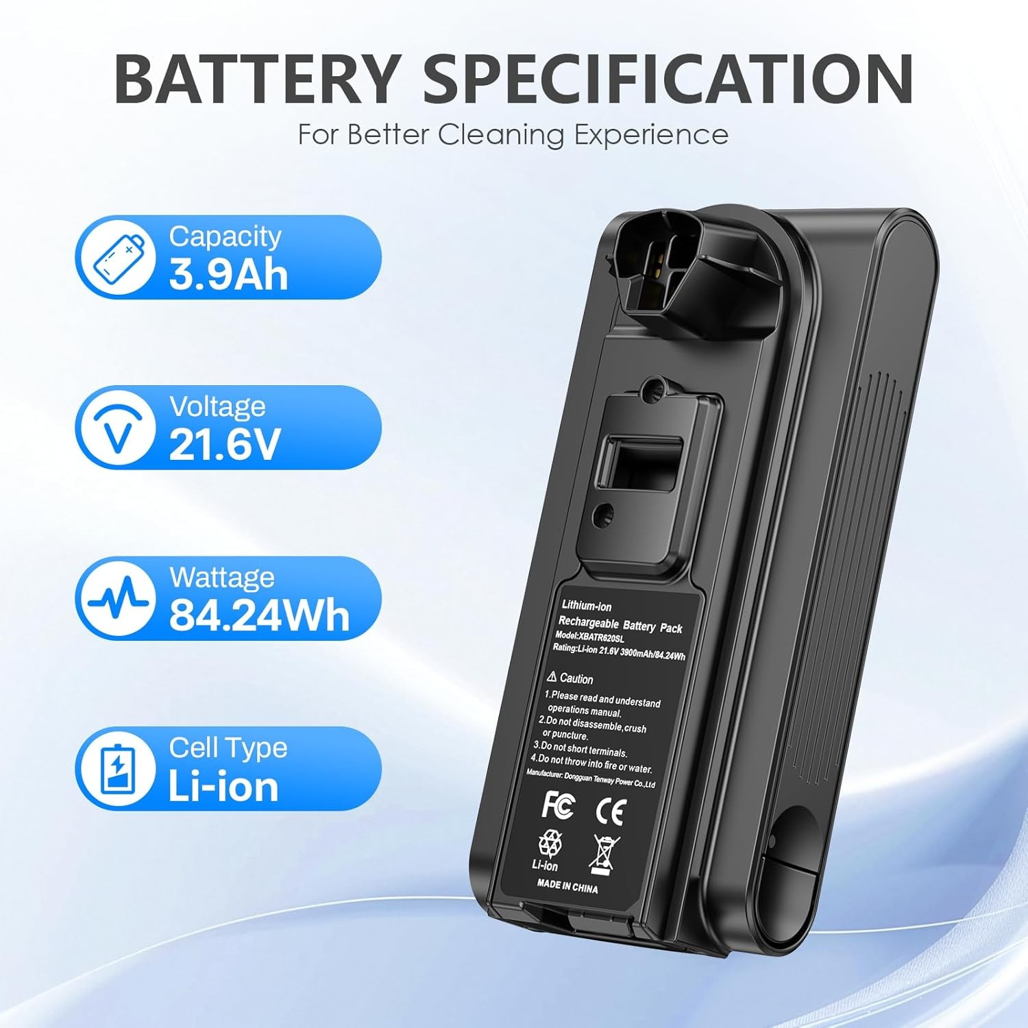 Replacement for Shark XBATR620SL Battery 3900mAh 21.6V Compatible with IZ540H