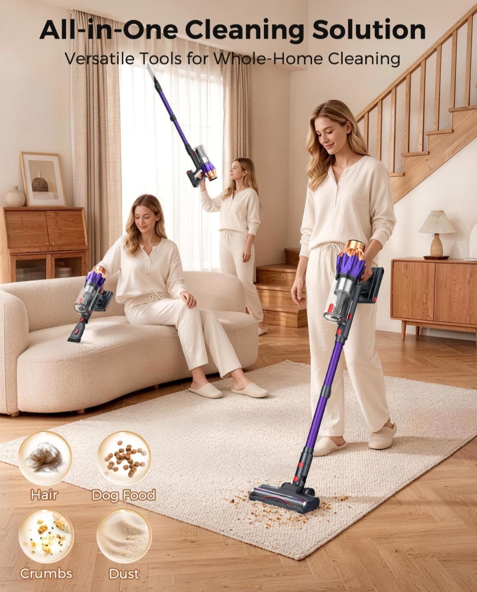 Cordless Vacuum Cleaner for Home, 600W/50KPa Powerful Suction, 60Mins…