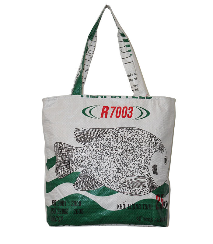 Recycled Fish Feed Bag Large Deluxe Beach Tote Fair Trade from Cambodia