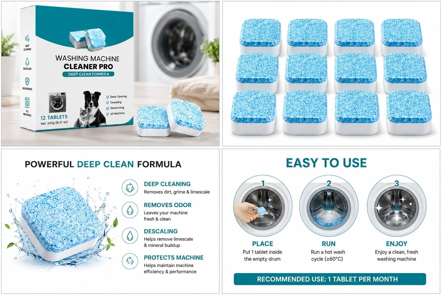 Uproot Clean Washing Machine Cleaner Tablets 12 pcs daily used at home