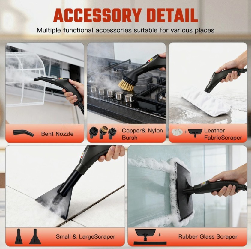 2500W Handheld Steam Cleaner Car Detailing Cleaning Machine Auto Washer 1Set