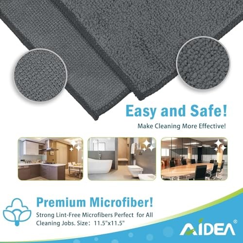 Microfiber Cleaning ClothPK, Microfiber Towels for 11.5in.x11.5in. 100 Grey