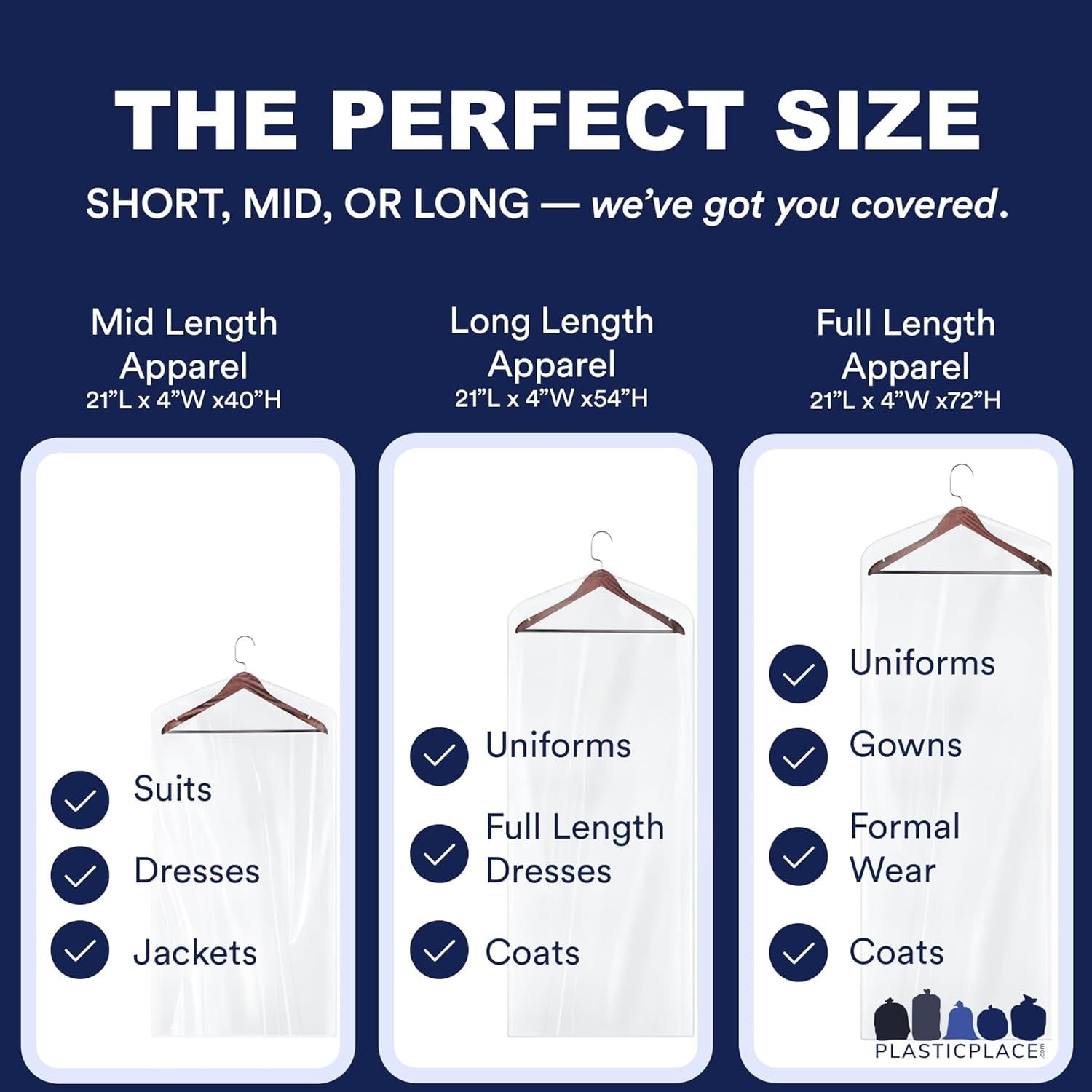 Clear Plastic Hanging Garment Bags, 1.0 Mil Sloped Shoulder Plastic Suit Bags Pr