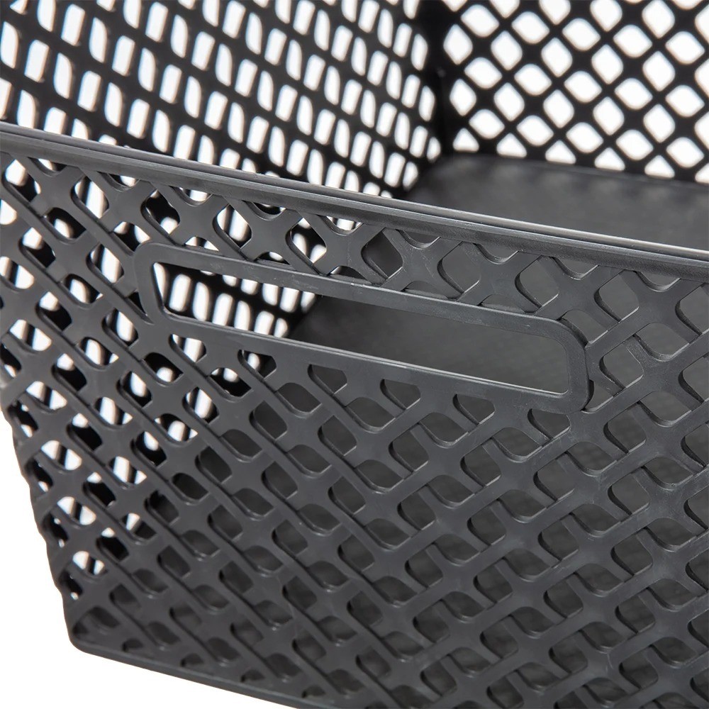 Large Black Decorative Plastic Storage Basket, 14.7 in x 12 in x 8.5 in