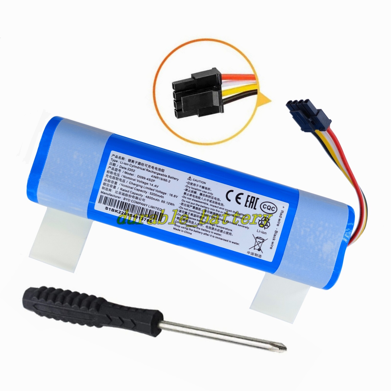 New Battery For Roborock C10 S4 S5 S50 S51 S55 S60 S6 S65 MAX BRR-2P4S-5200S