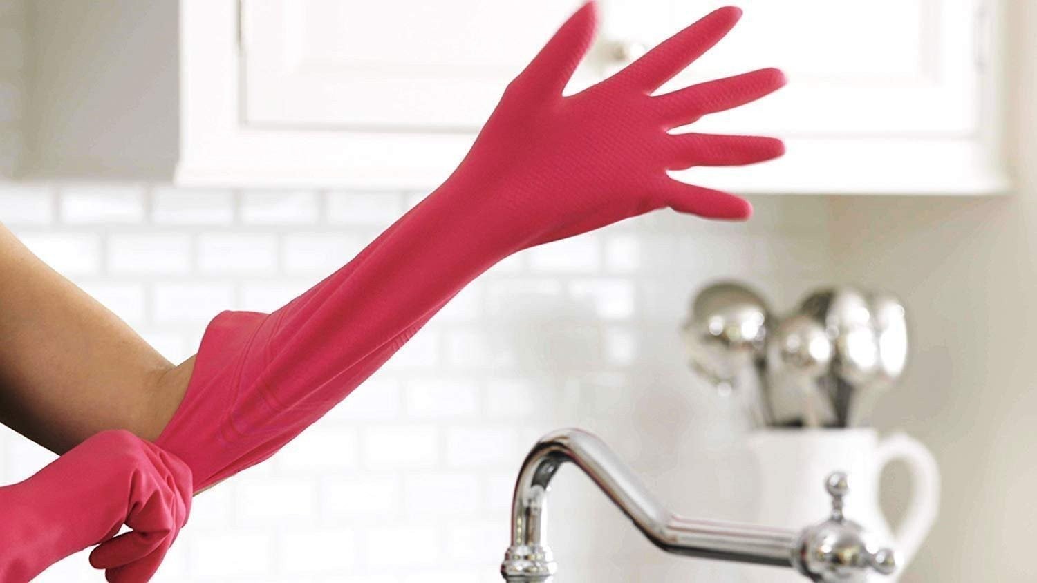 Casabella Premium Waterblock Cleaning Gloves – 6 Pair (12 Gloves) Pink