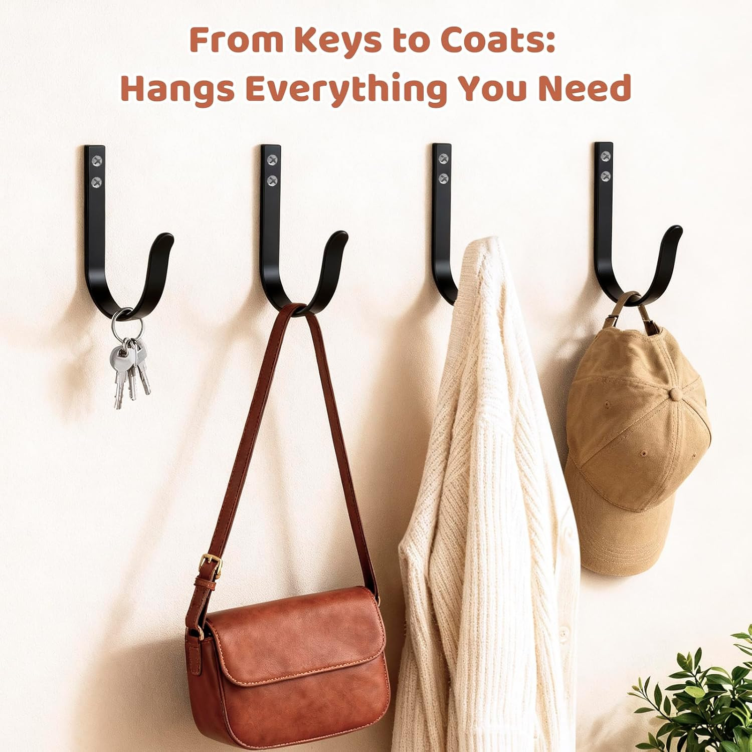 Wall Hooks for Hanging, Large Coat Hooks Wall Mount, Heavy Duty Screw in Metal H