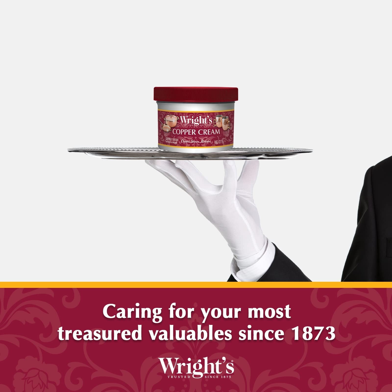 Wright’s Copper, Brass Cream Cleanes 8 Ounce Gently Cleans Removes Tarnish New