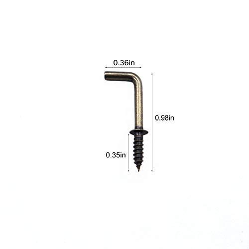 100 Pcs Small Screw in Hooks 5/8″ L Shape Hooks Bronze 1 Shape Bronze 100pcs