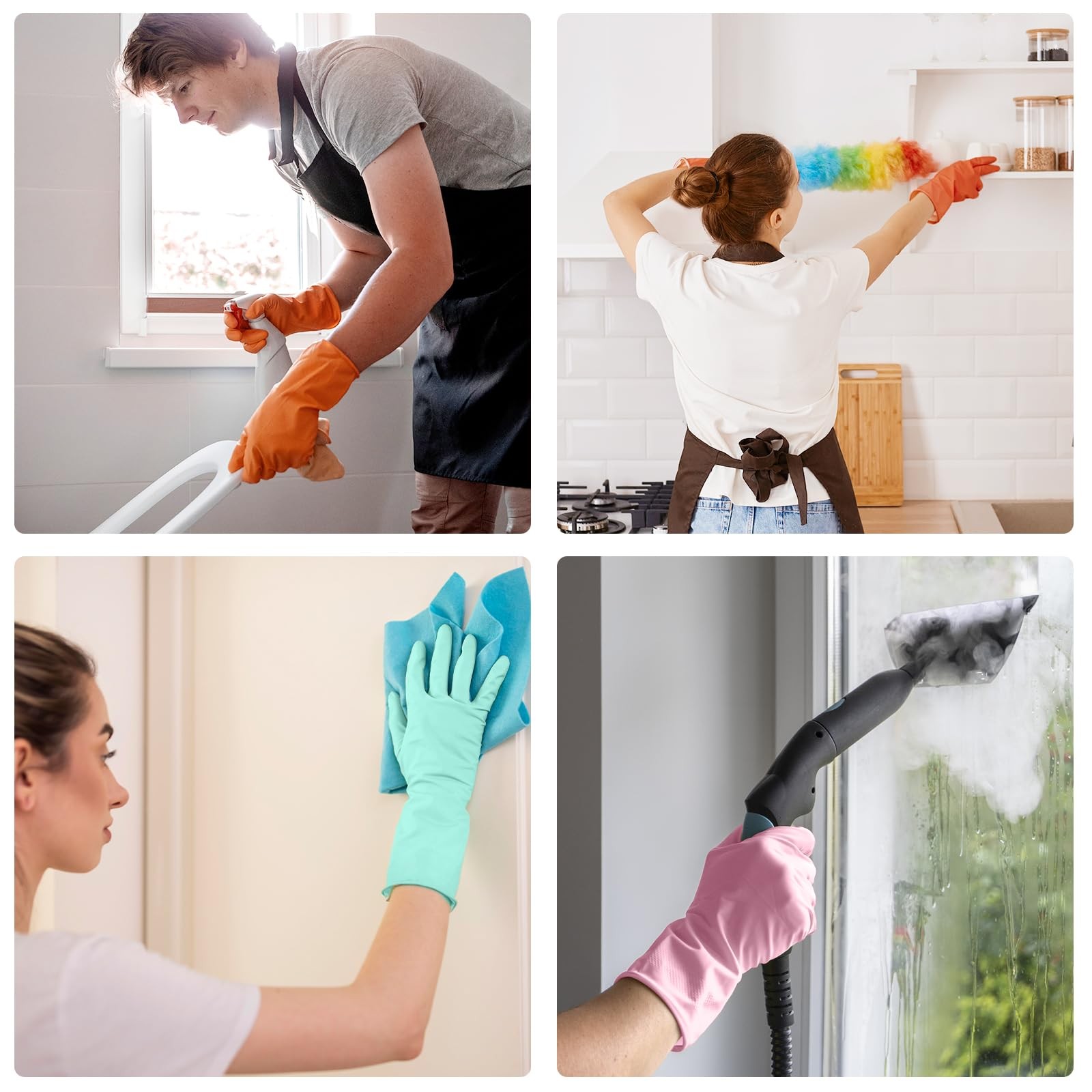 Wsaeig Rubber Cleaning Dishwashing Large, Large(pink+orange+mint Green)