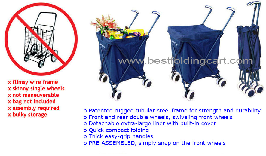 The Original Patented Versacart Transit Folding Shopping and Utility Cart, Navy