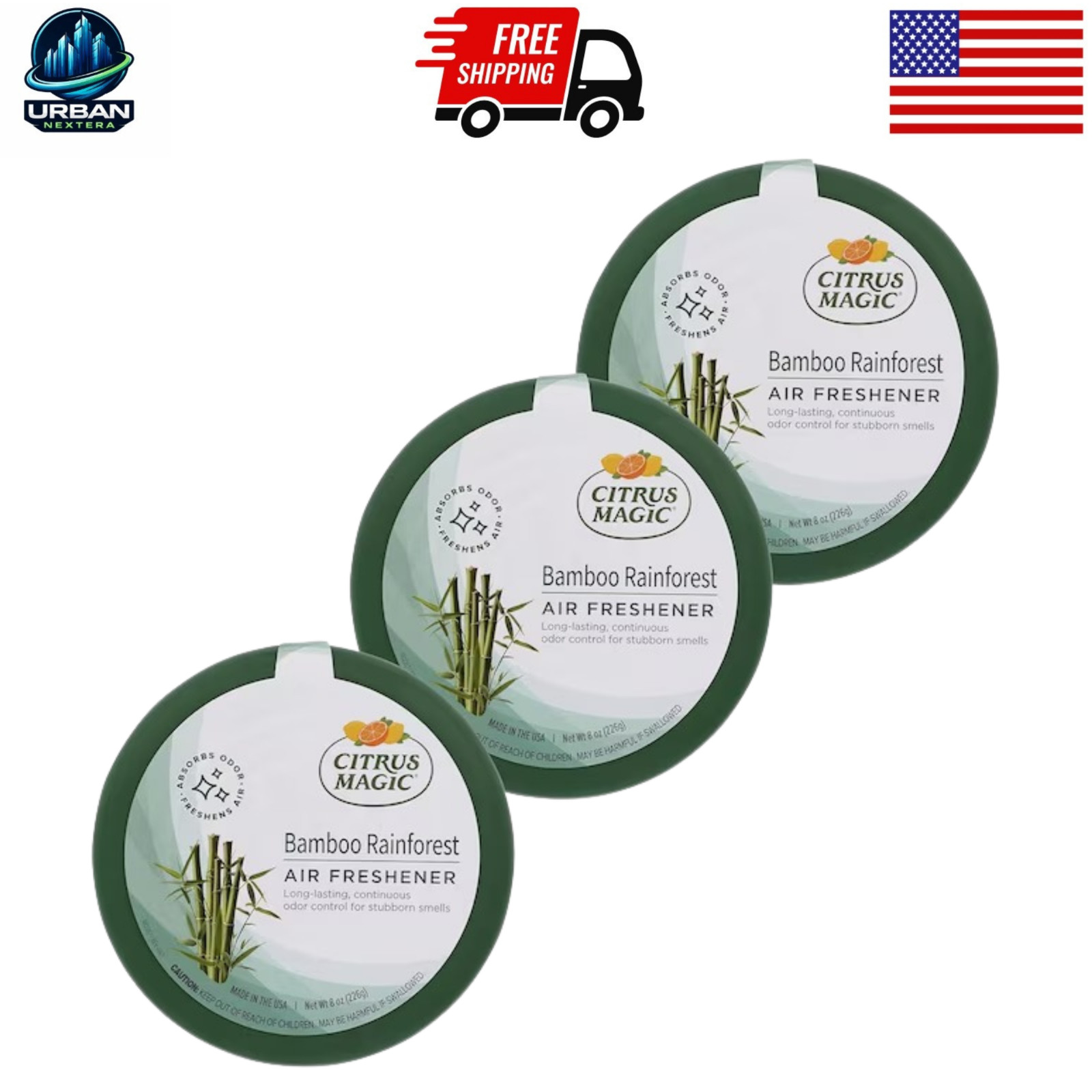 Citrus Magic Bamboo Rainforest Air Freshener 8oz Pack of 3 Odor Eliminators