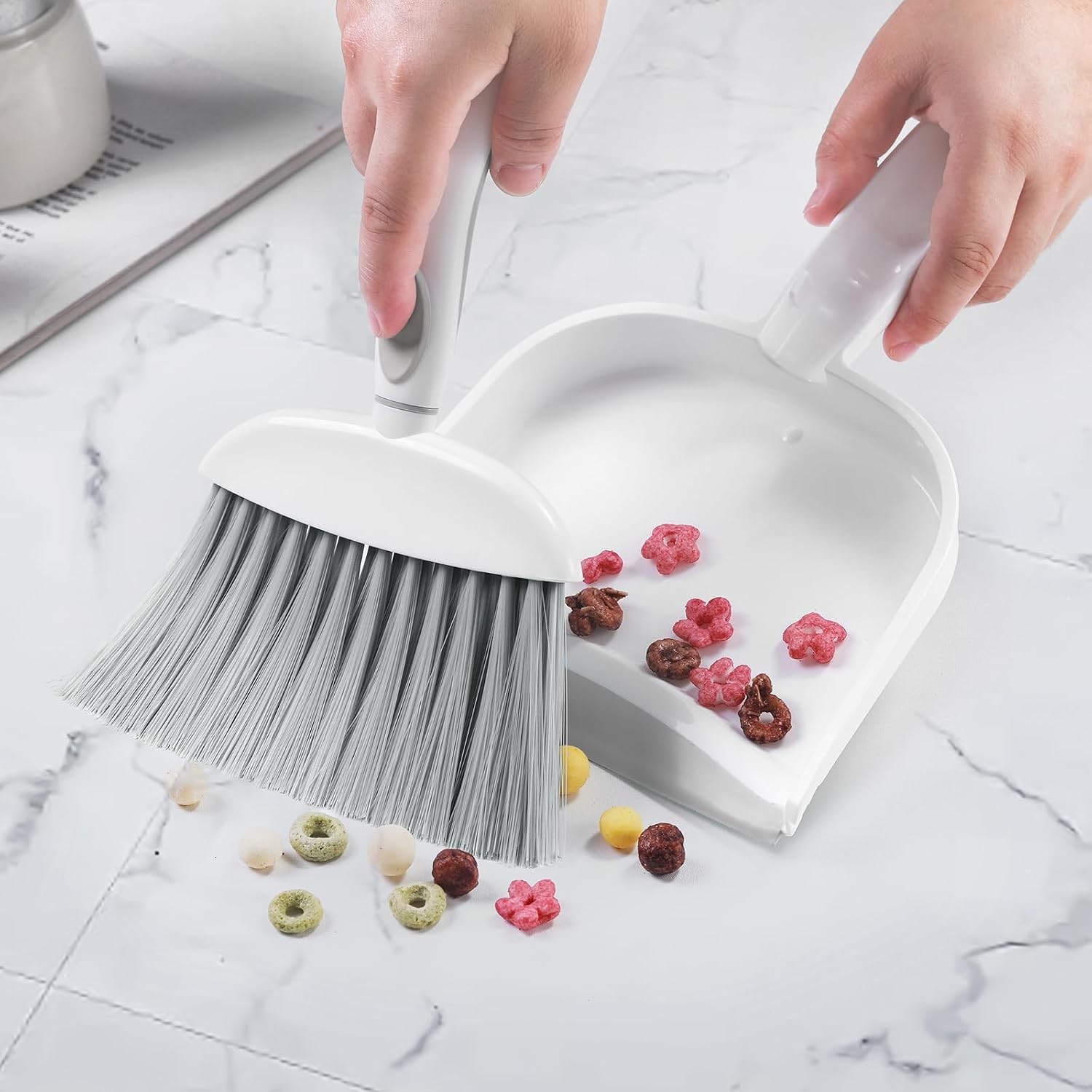 Mini Dust Pan and Brush Set Small Broom Dustpan White Gray Dustpan Cleaning