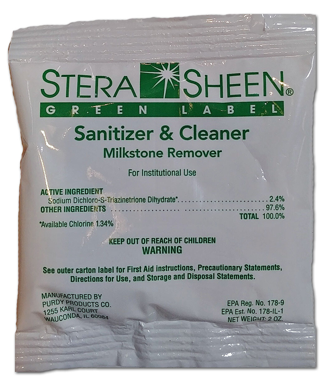 Stera Sheen Green Label Sanitizer Packets (100-2oz Packets) – 12133770-P100