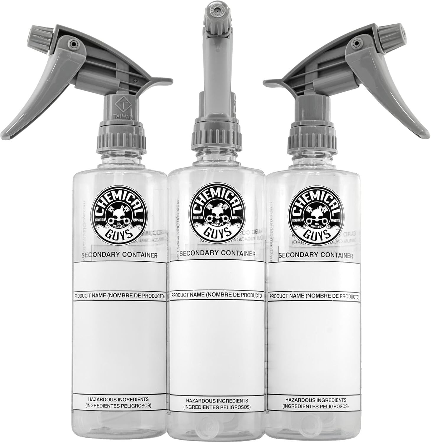 Chemical Resistant Detailing Bottle 16 Oz with Heavy Duty Sprayer 3 Pack