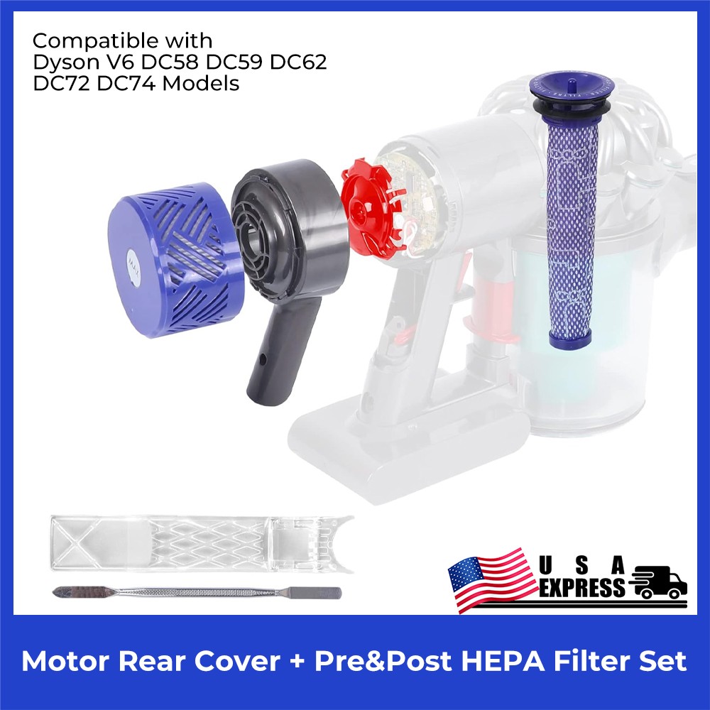 Motor Rear Cover+Pre&Post HEPA Filter Set for Dyson V6 DC58 DC59 SV03 SV04 SV05