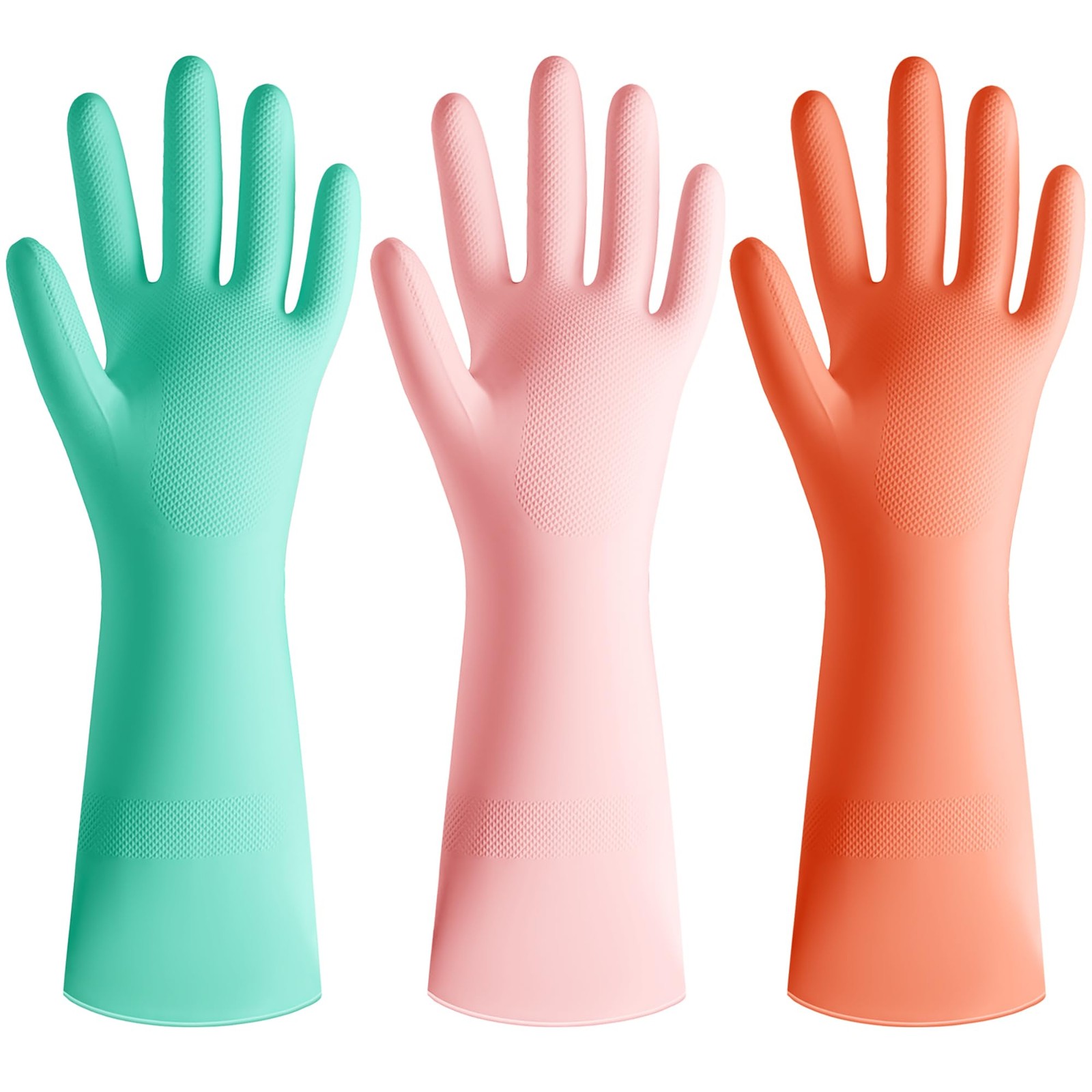 Wsaeig Rubber Cleaning Dishwashing Large, Large(pink+orange+mint Green)