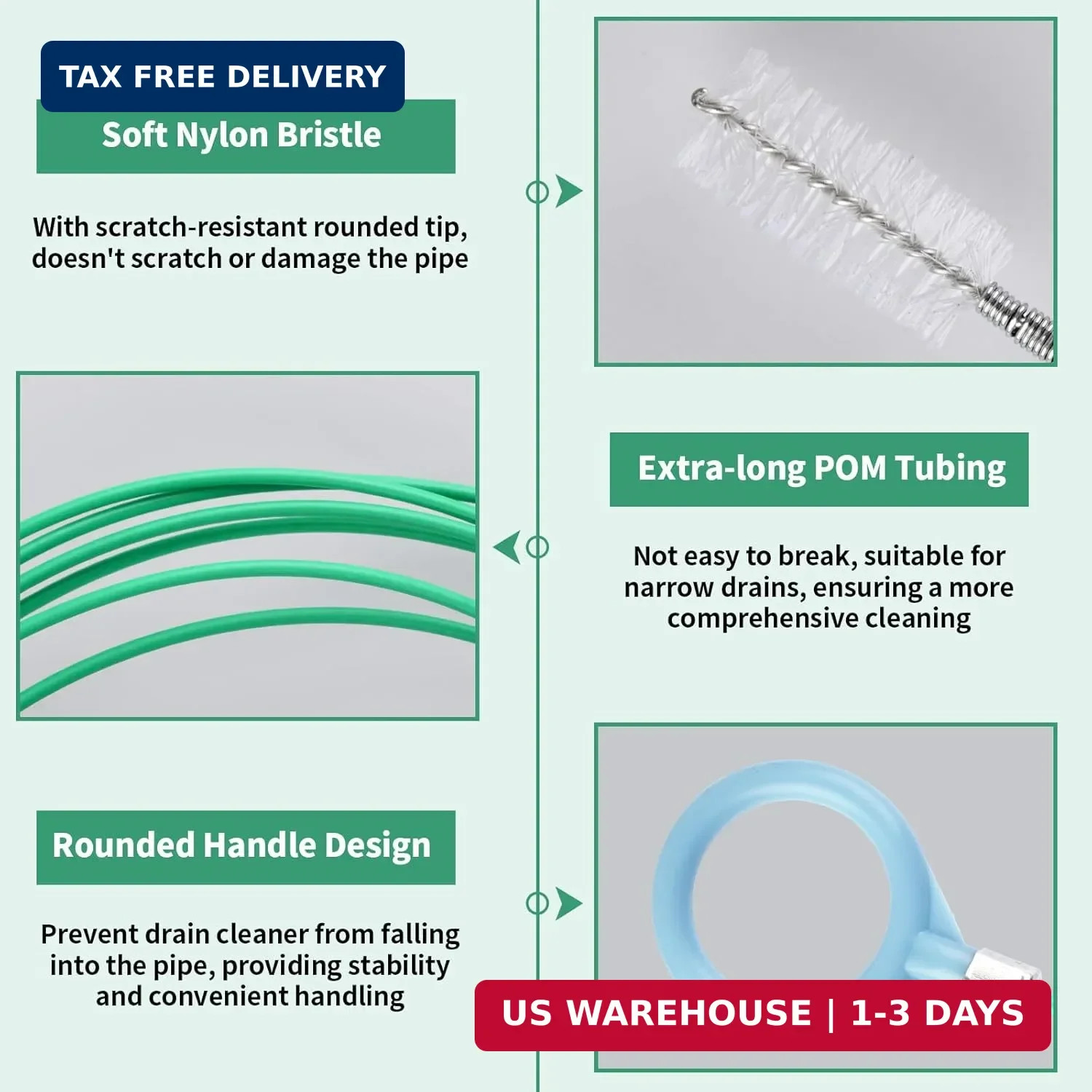 3 pcs Auto Sunroof Drain Cleaning Tool, 120 Inch Long Flexible Tube Cleaning Bru