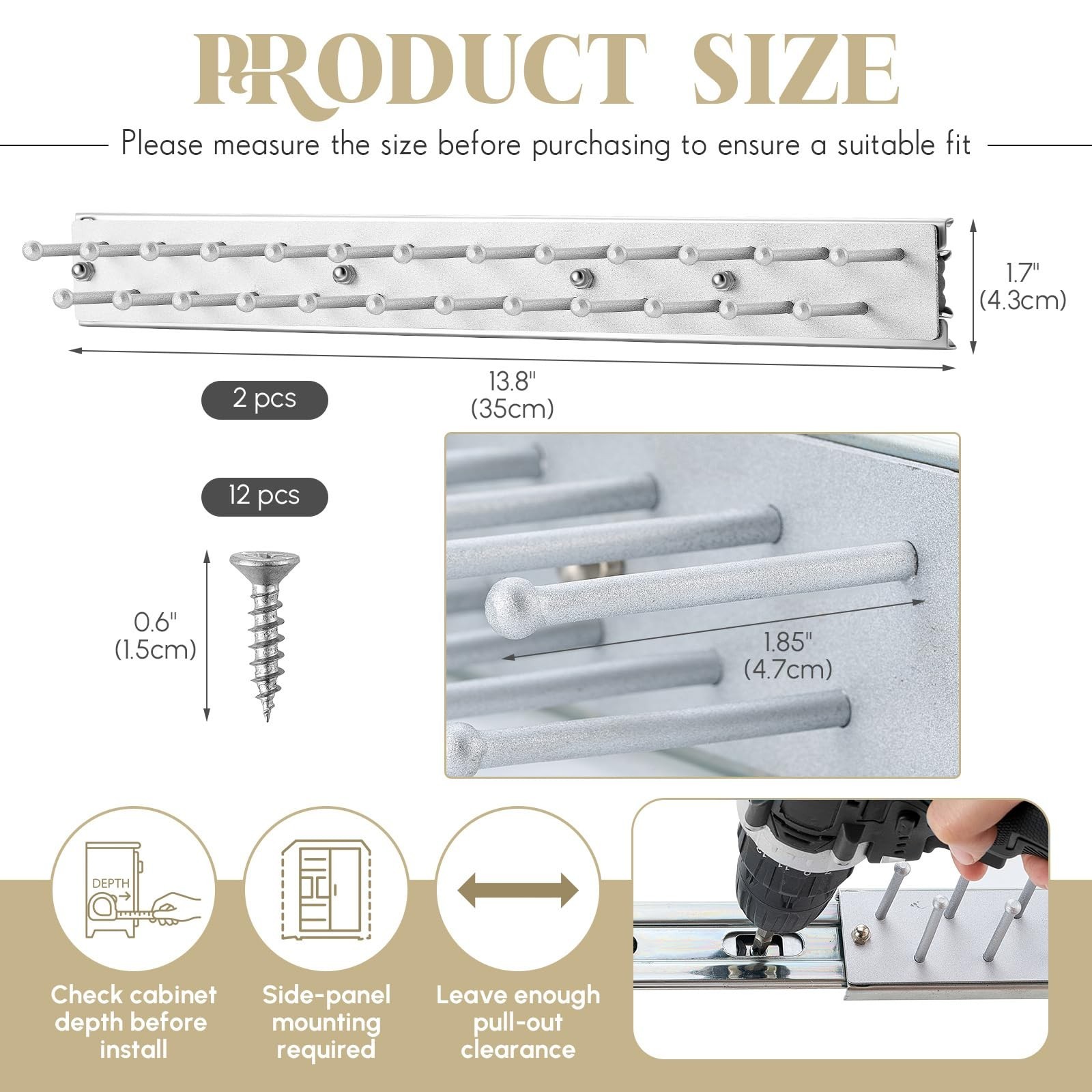 2 Pack 13.8” Sliding Tie Rack Hangers for Closet Storage – 25 Hooks Each, Easy
