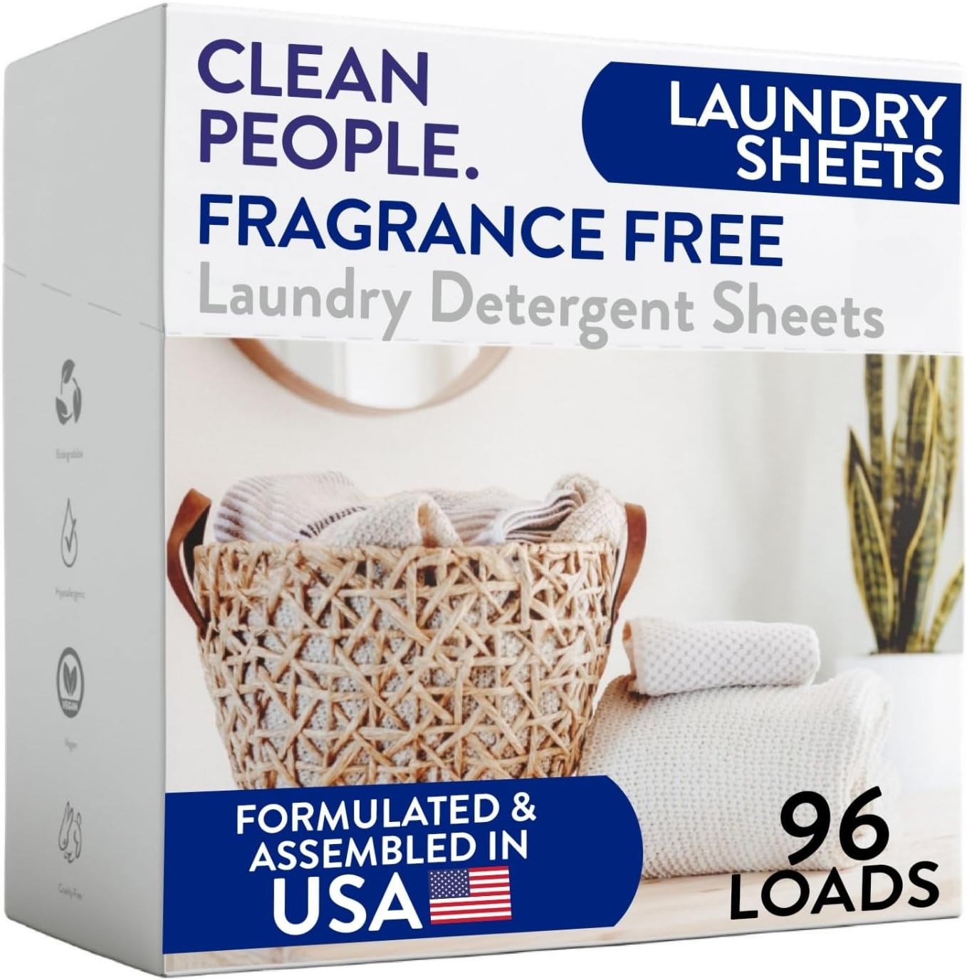 The Clean People Laundry Detergent Sheets – Laundry Soap – Ultra, 96 Pack