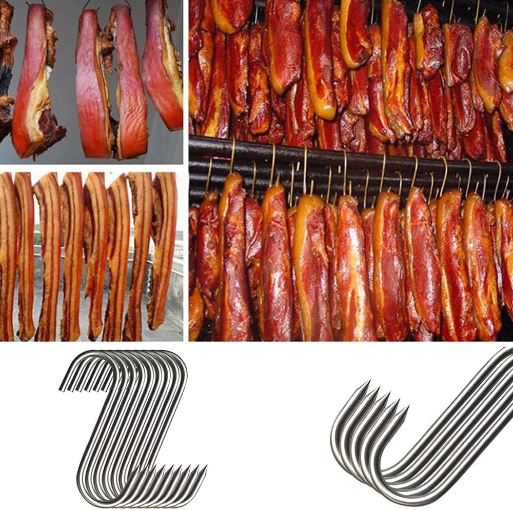 20Pcs Stainless Steel Meat Butcher Hooks for Hanging Drying BBQ Grilling Sausage