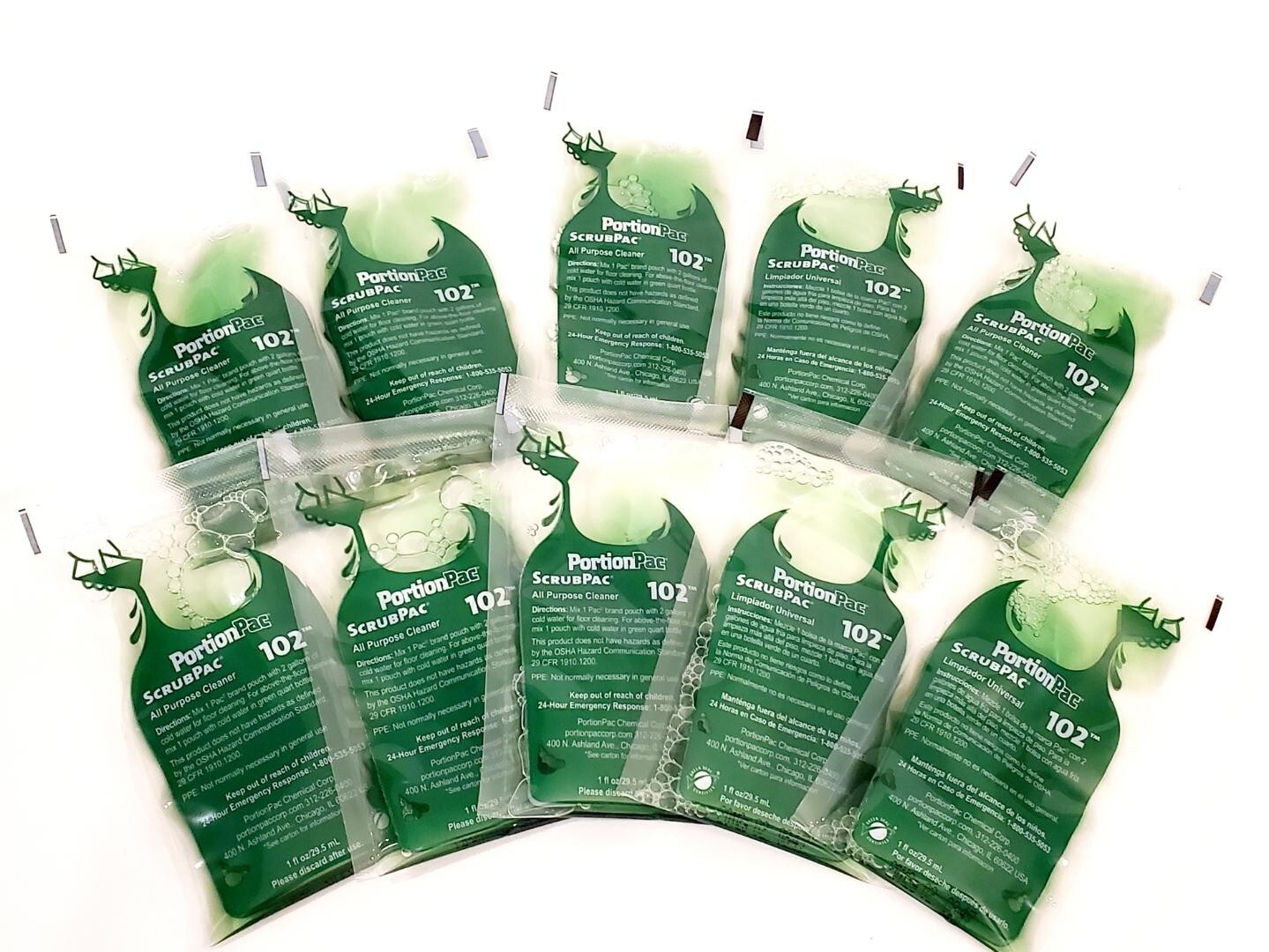 Portion Pac 102 Cleaner Makes 1 Gallon 1 oz. Packet LOT Of 10 Packets!