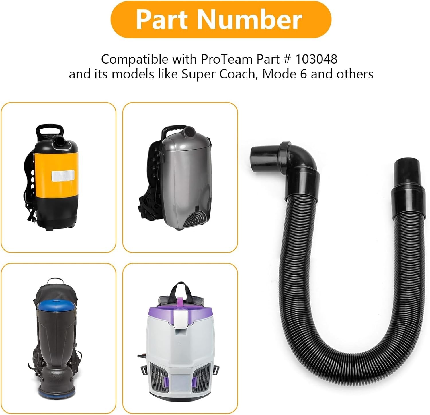 High-Performance Adjustable Vacuum Hose – Fits ProTeam Super Coach & Others