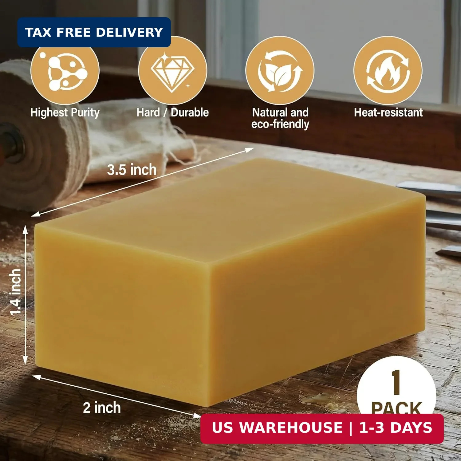 Carnauba Wax for Wood, Pure Carnauba Hard Wax Bar – for Rotary Buffing Wheel …