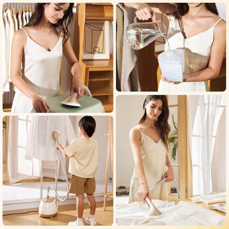 Clothes Steamer 1800W Standing Garment Steamer with Adjustable Double Rod