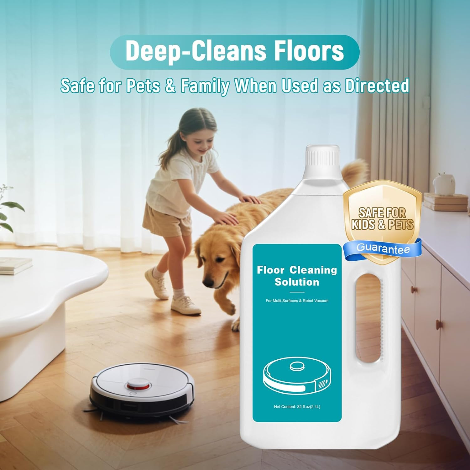 82 FL OZ/2.4 L Floor Cleaning Solution Compatible with Dreame X40/X50/L10s/L40/L