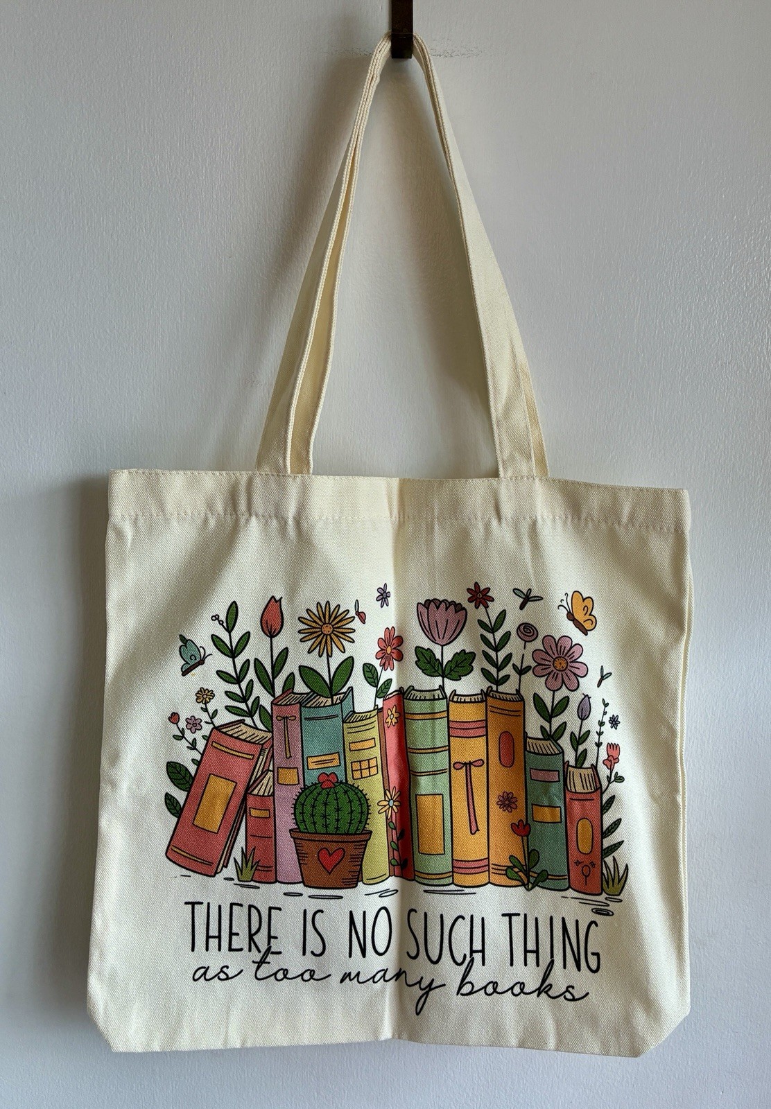 NWOT “There Is No Such Thing As Too Many Books” Book Tote Bag & Zippered Pouch